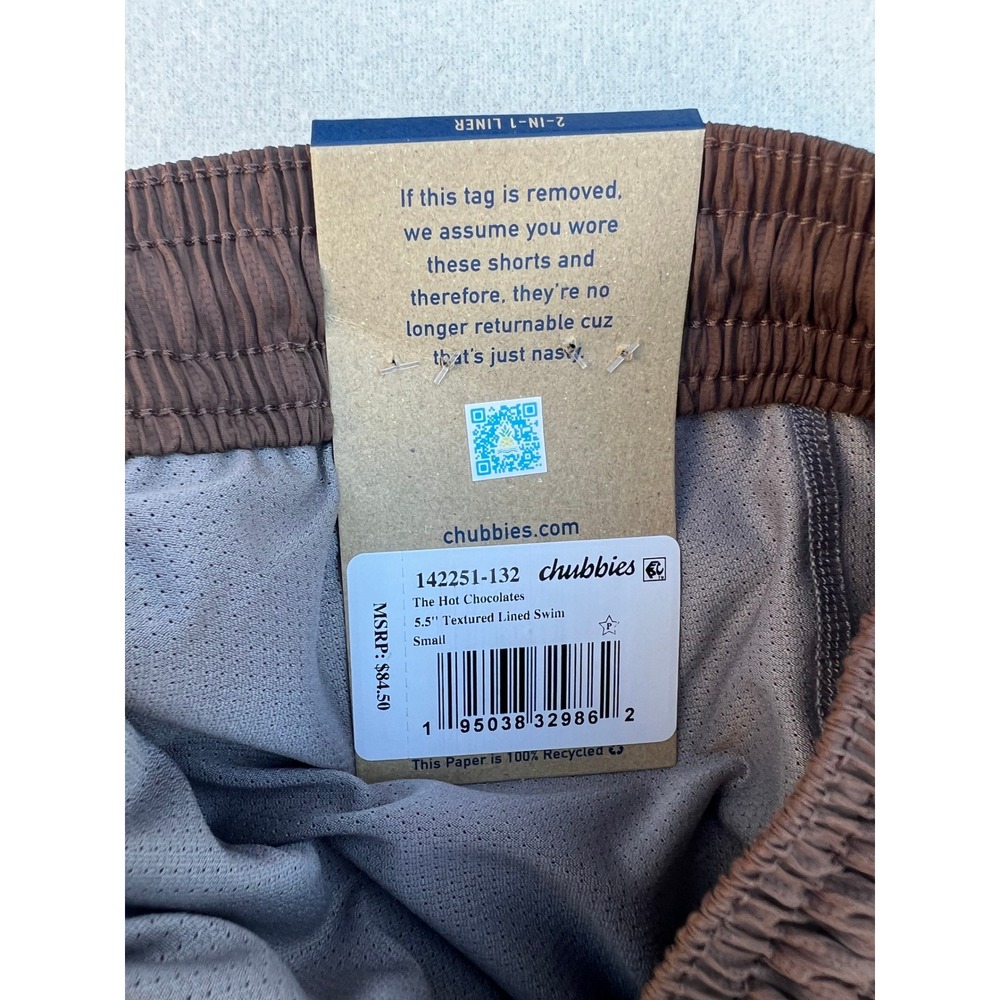 Chubbies The Hot Chocolates Textured Lined Swim Shorts Mens Small 2-in-1 - Picture 7 of 10